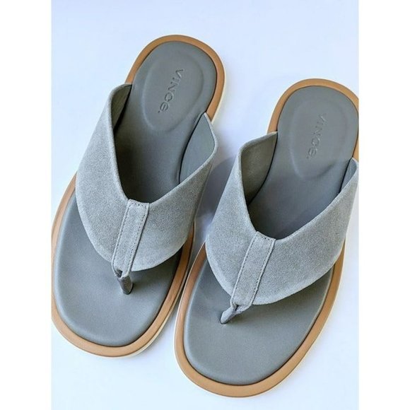 NWT Vince ​Dean Men\'s Thong Toe Smoke Suede Sandals Size 9 M (MSRP $195)
